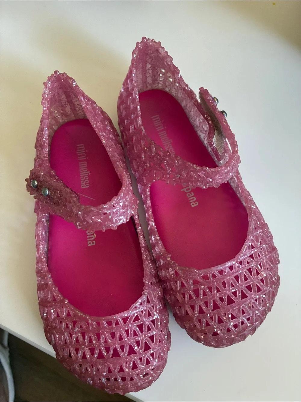 Mini Melissa Sparkle Pink Jelly Mary Jane Sandals